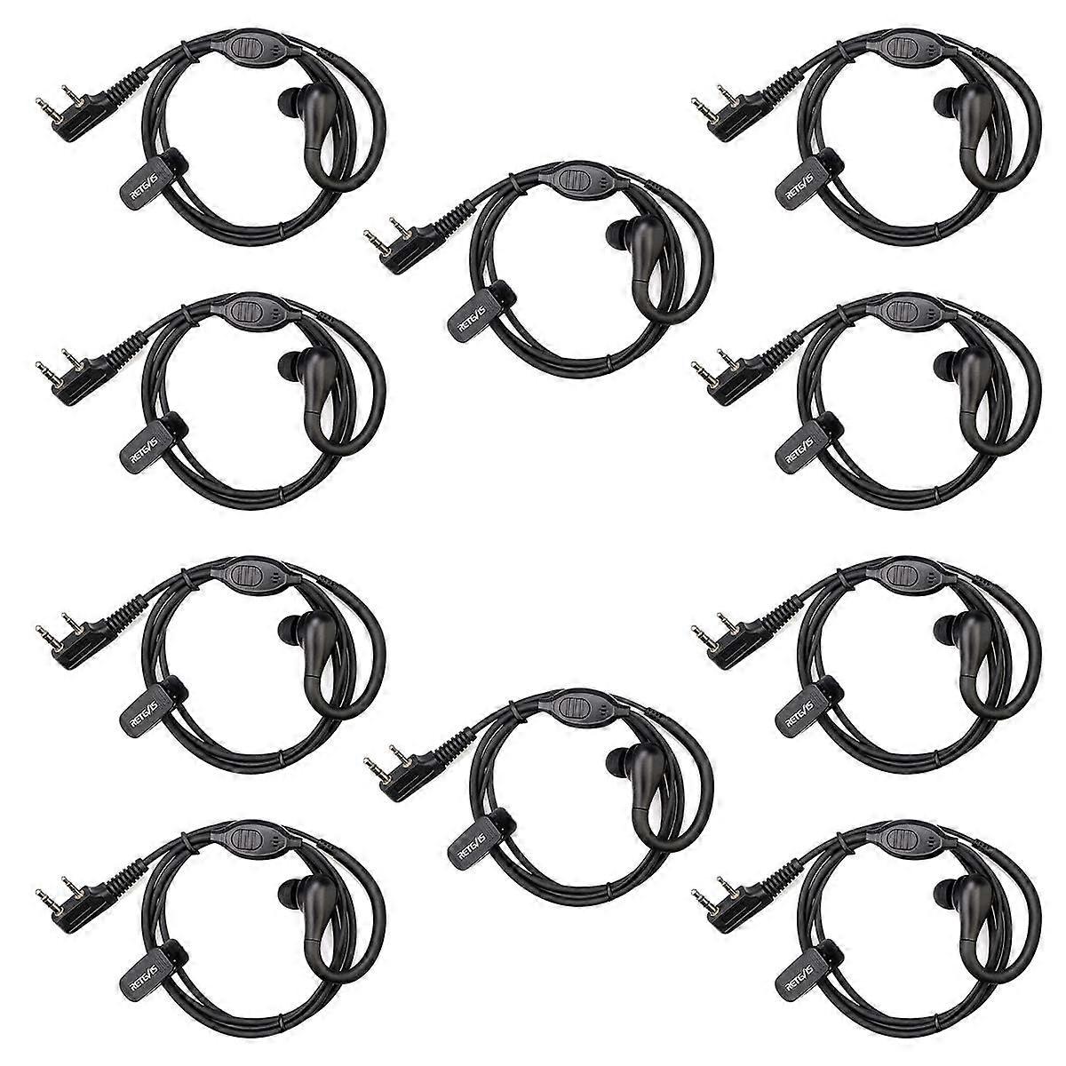 2 Pin Walkie Talkie Earpiece with Mic, Noise Reduction Earhook for Kenwood Two Way Radio, 10 Pack