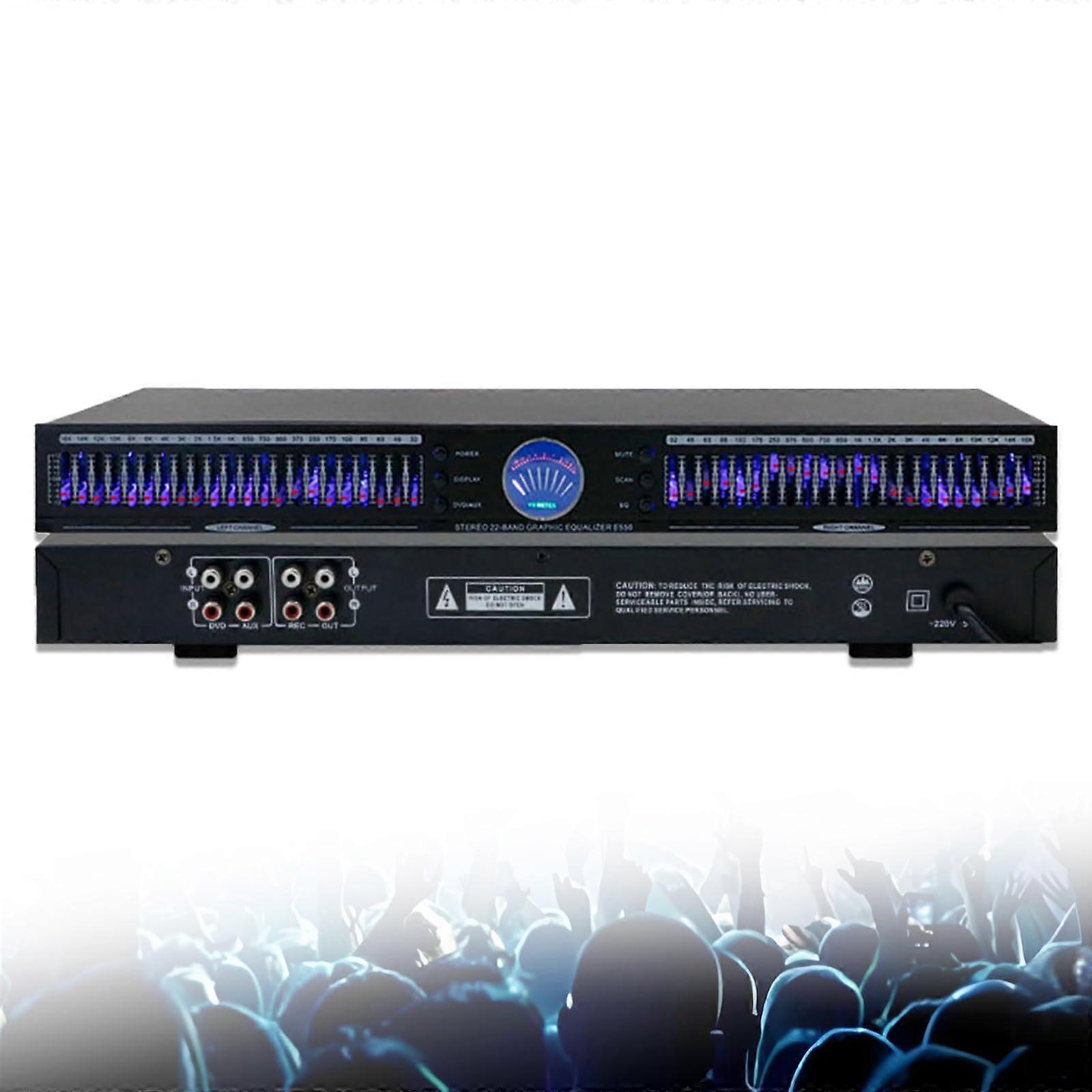 22Band Stereo Graphic Equalizer with 10 Preset Sound Modes and Noise Reduction for Home HiFi