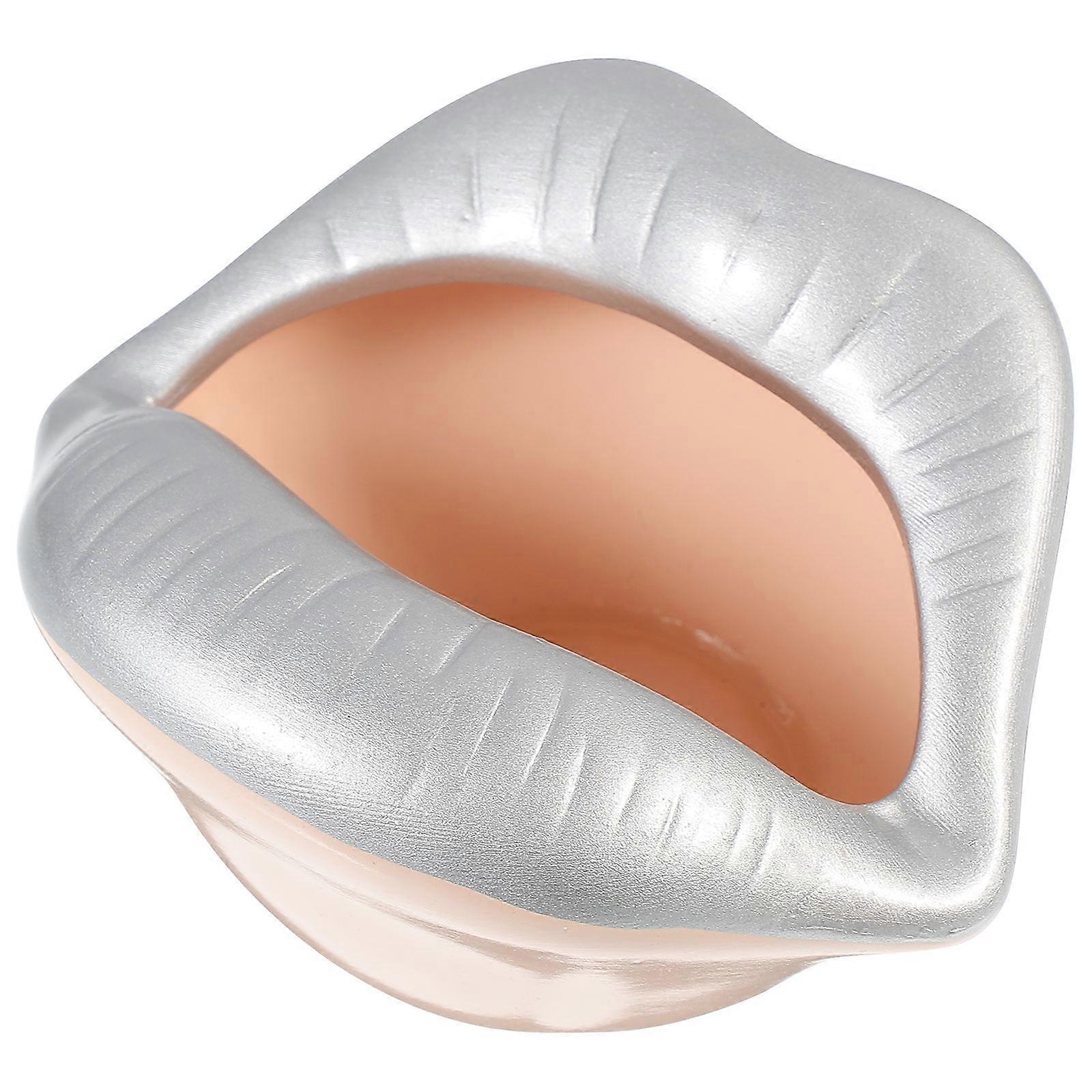 Silver Lip Shape Ashtray Ceramic Ashtray for Storage Use 6Pcs Set