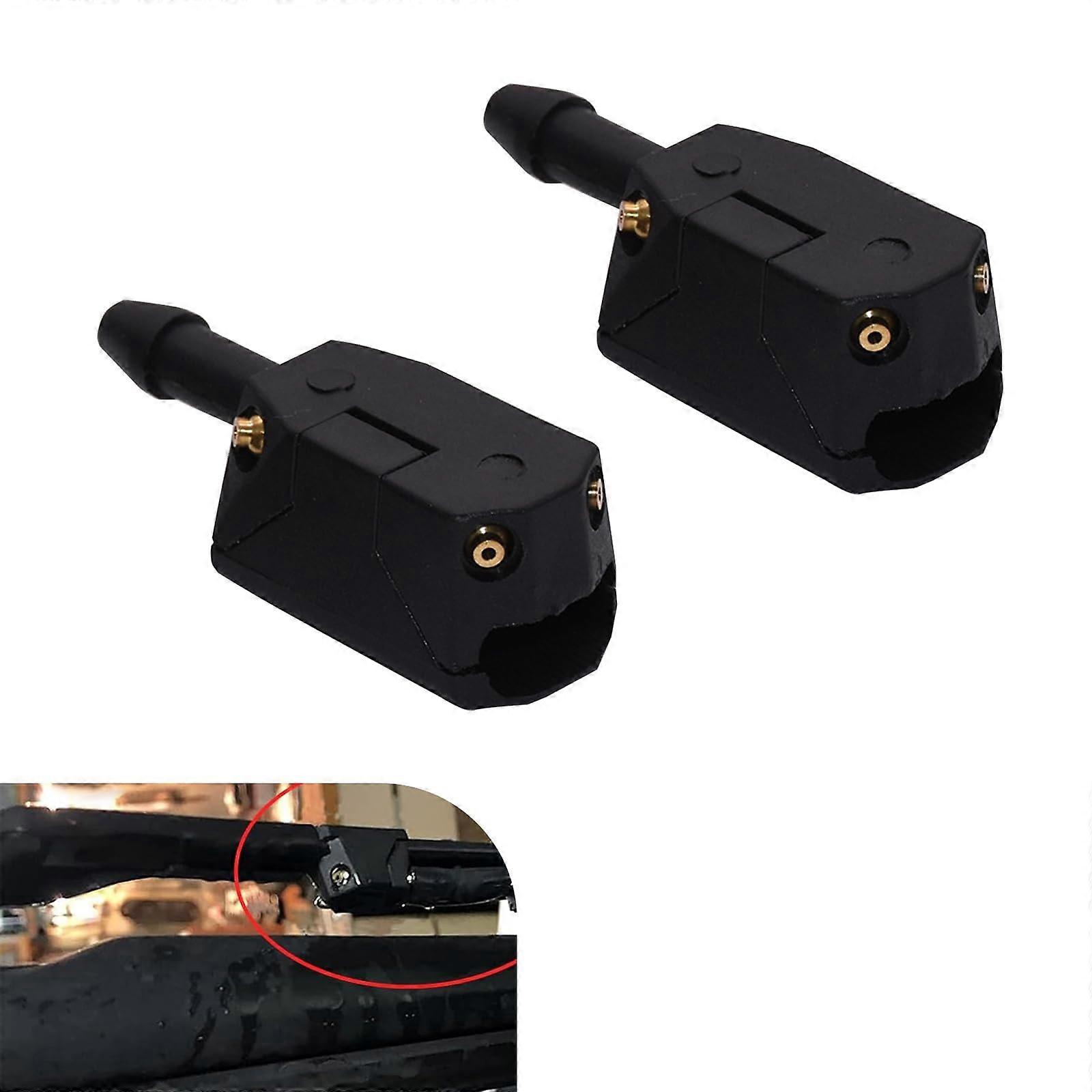 2PCS Universal Windshield Washer Nozzle 4Way Car Wiper Sprayer Jet Easy Install Black