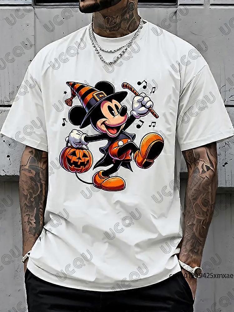Halloween Mickey Mouse poche baguette magique et citrouille imprim�� hommes coton T-shirt ��t�� �� manches courtes t-shirts d��contract�� surdimen
