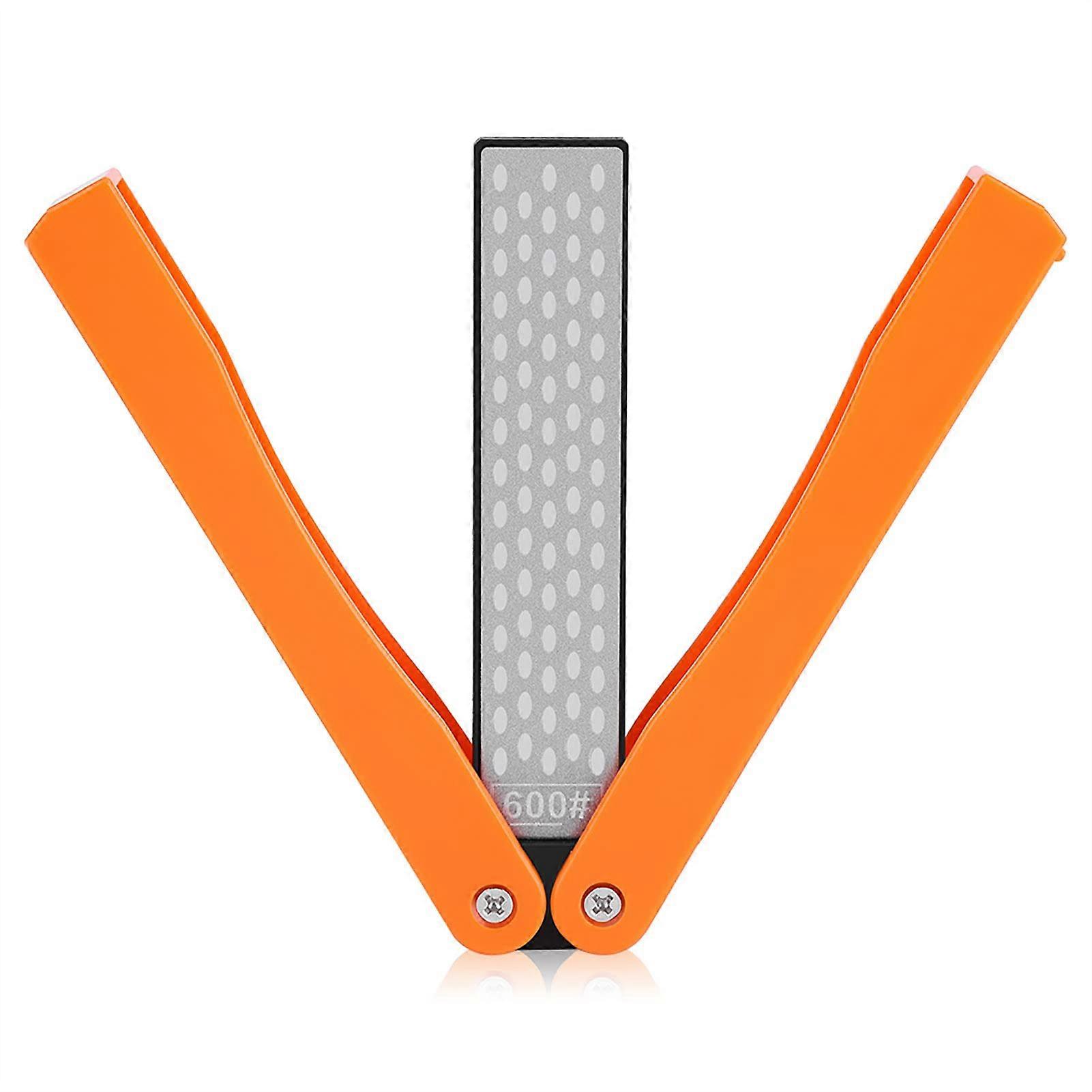 Double Sided Diamond Knife Sharpener Folding Pocket Tool for Scissors Garden Blades Yellow