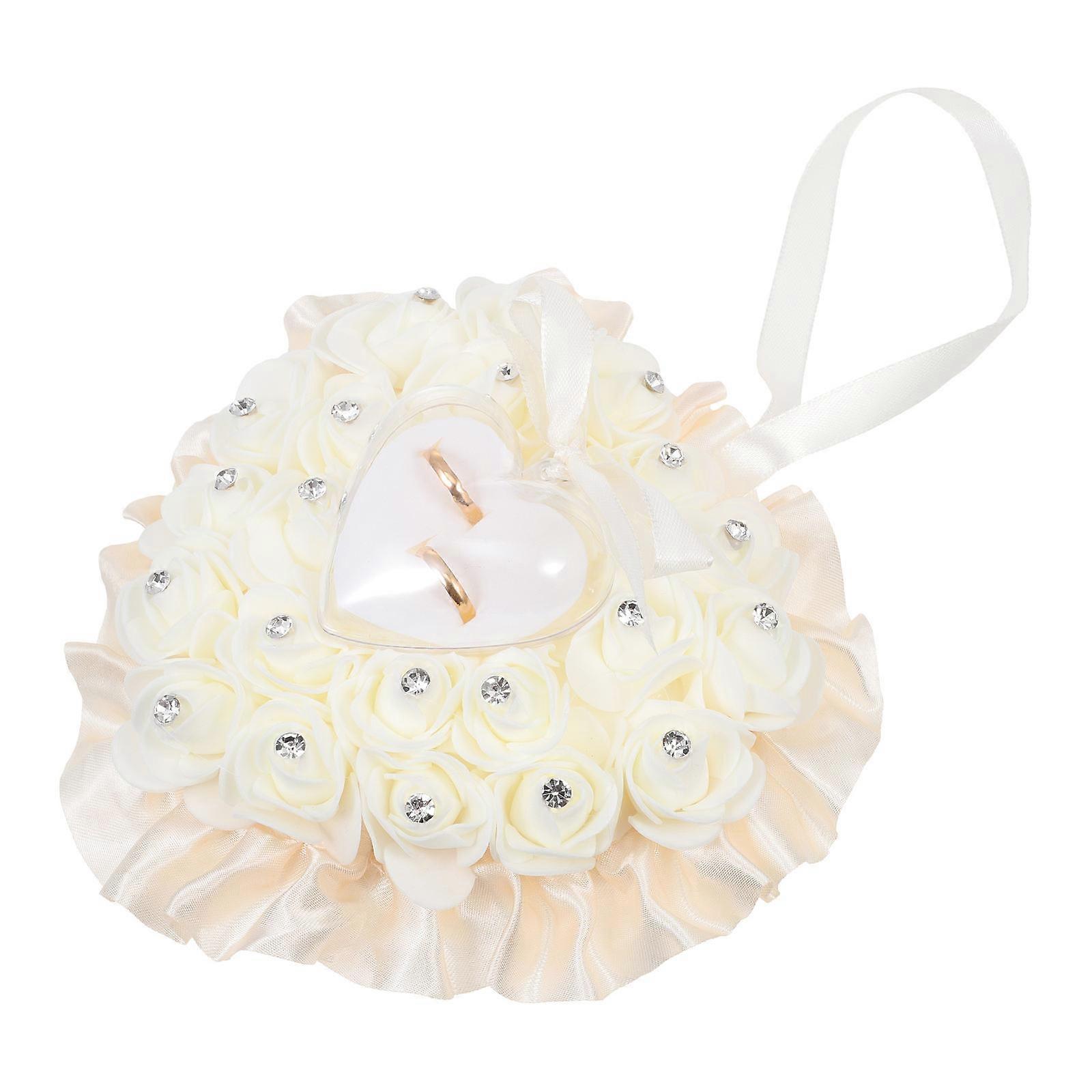 Heart Ring Pillow Box for Wedding Ceremony Couples Transparent Plastic 1Set