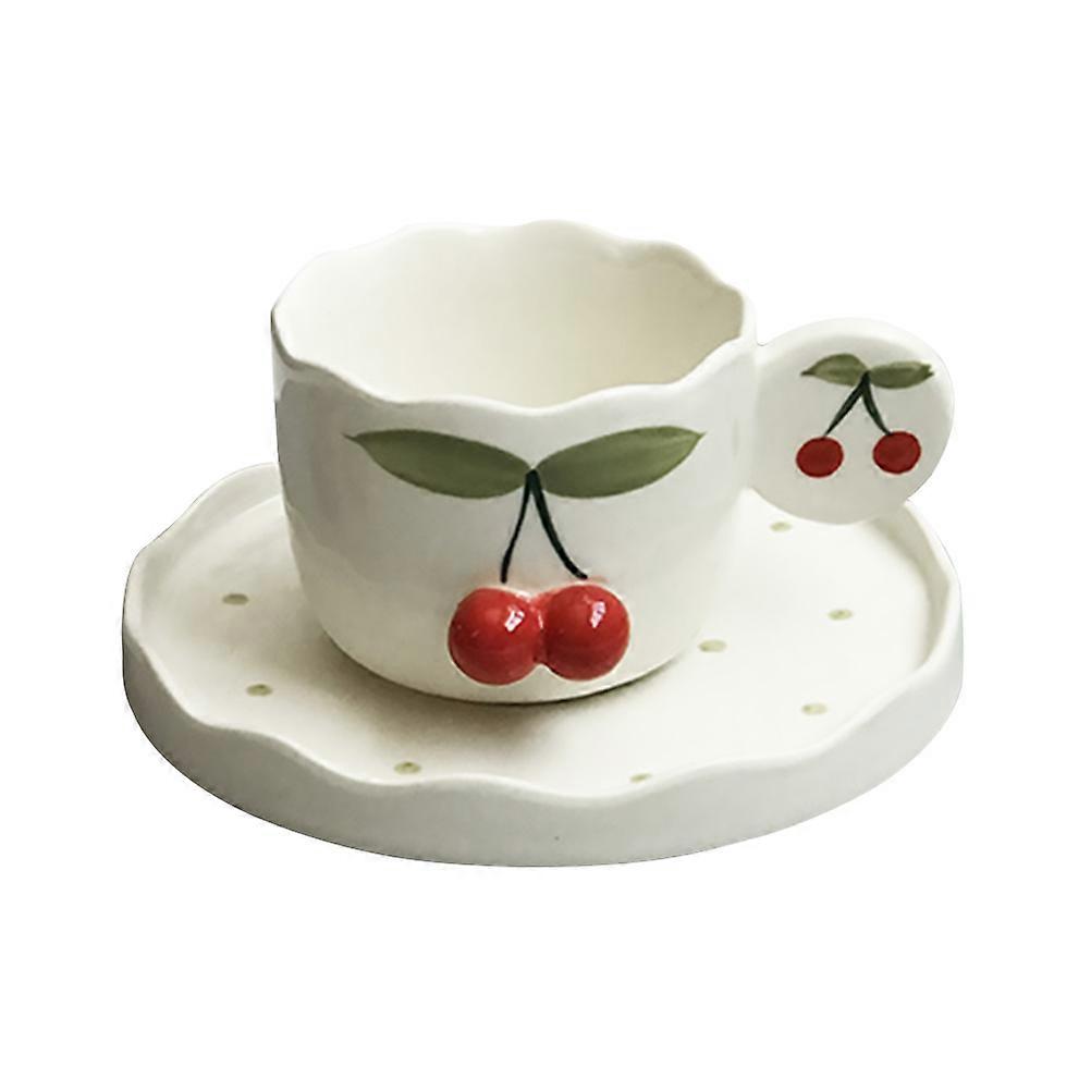 Adorable Milk Cup Ceramic Coffee Cup 1Set for Home Use with Dish