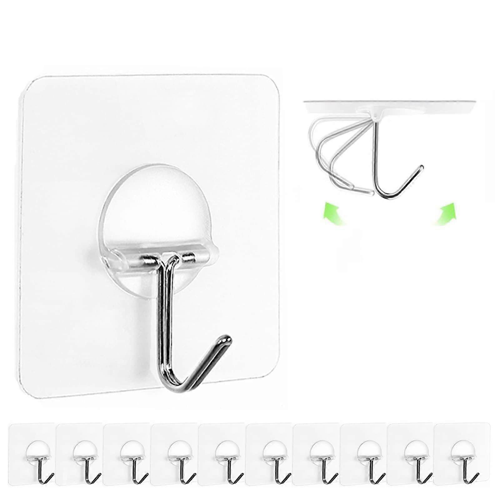 Heavy Duty Adhesive Wall Hooks Waterproof Transparent NoDrill Rust Resistant for Kitchen Bathroom 12 Pack
