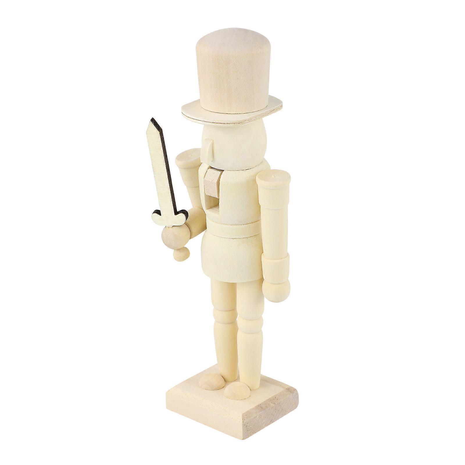 Nutcrackers Unfinished Diy Adornment Soldier Shape For Children 1Pcs
