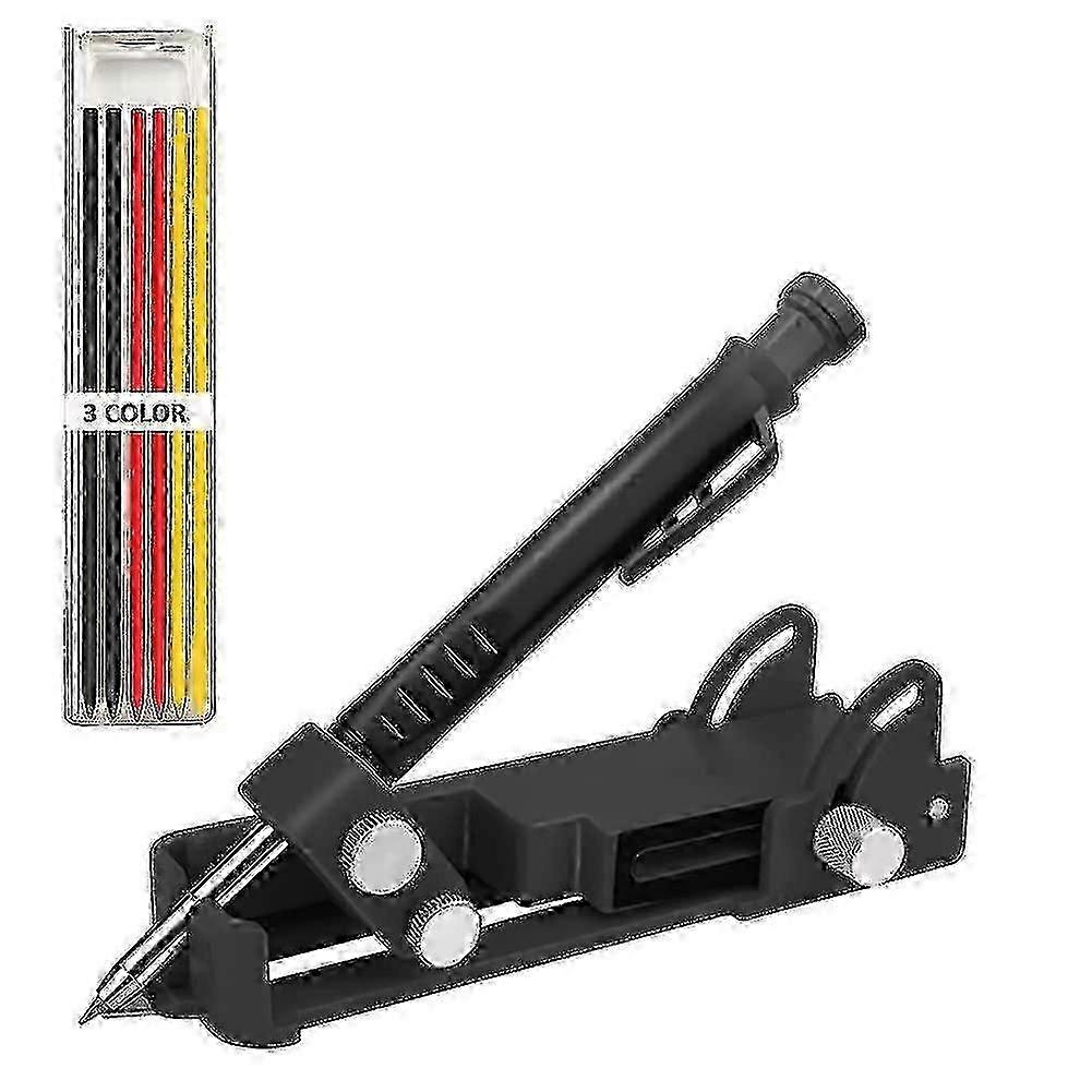 2025 Multi-construction Pencil Scribing Tool- Scribe Function Tool With Deep Hole Pencil,woodworking Scribe Gauge Black