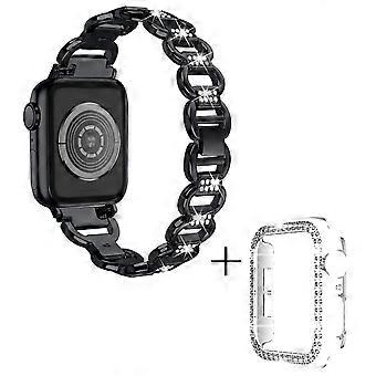 Pasek ze stopu metali szlachetnych o owalnym kształcie do zegarka Apple Watch Ultra 49 mm + przezroczysta koperta zegarka z poliwęglanu