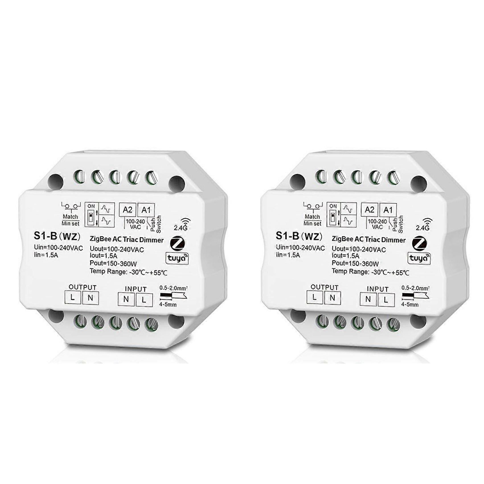 2X S1-B Tuya Zigbee RF AC Triac Dimmer LED Controller Push Switch Control 110V 220V 230V for Alexa Assistant