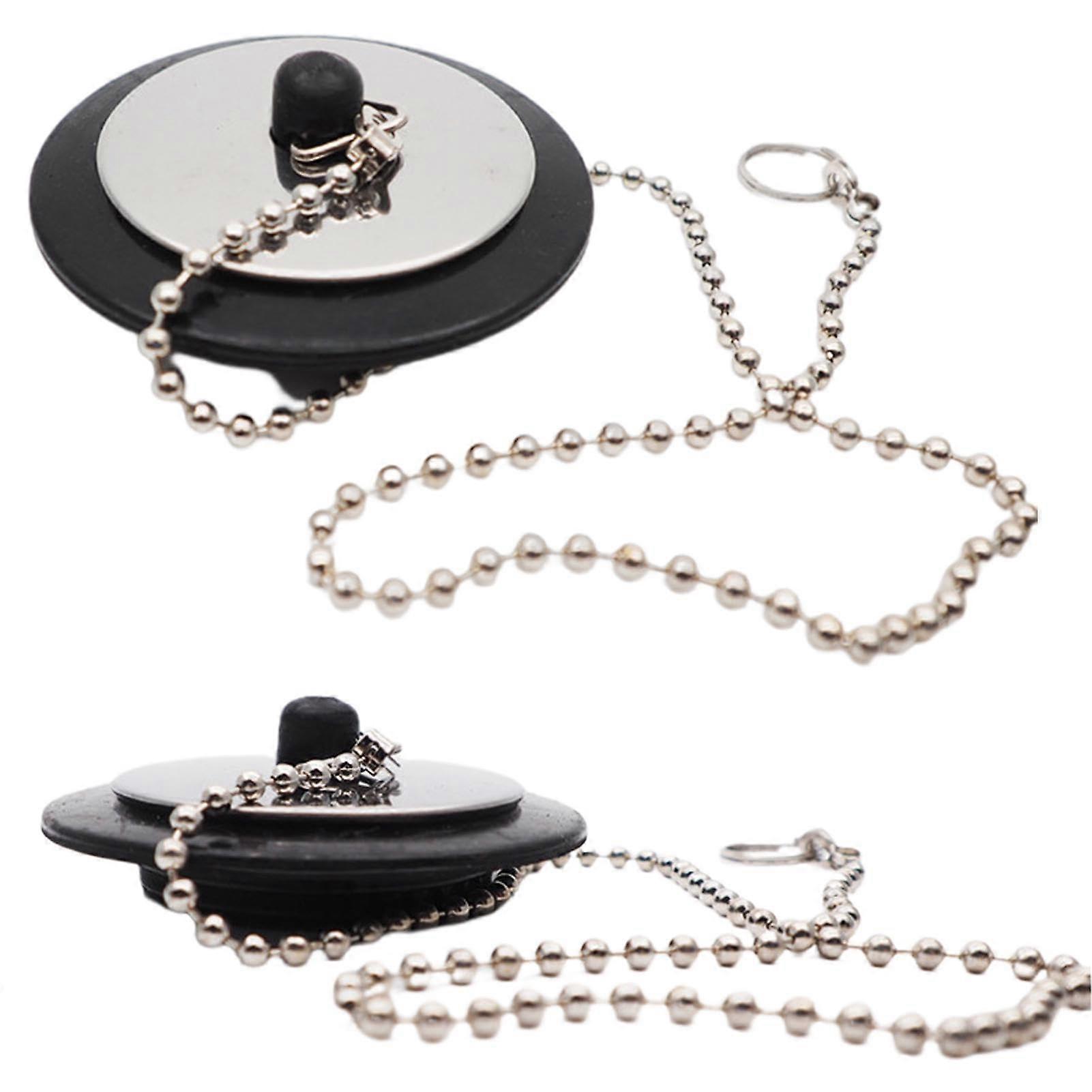 2 Pack Universal Rubber Drain Stopper for Sink and Bathtub, Black LeakProof Plug Replacement