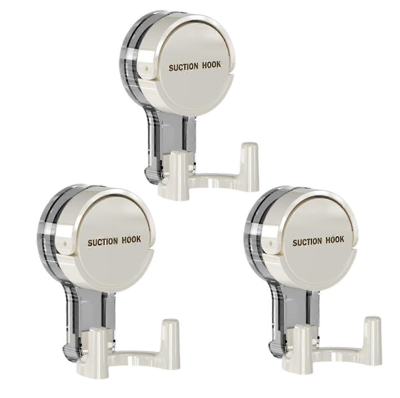 3 Pack Shower Suction Cup Hooks with Vacuum Lock Seal, Rustproof Waterproof Bathroom Towel Hooks