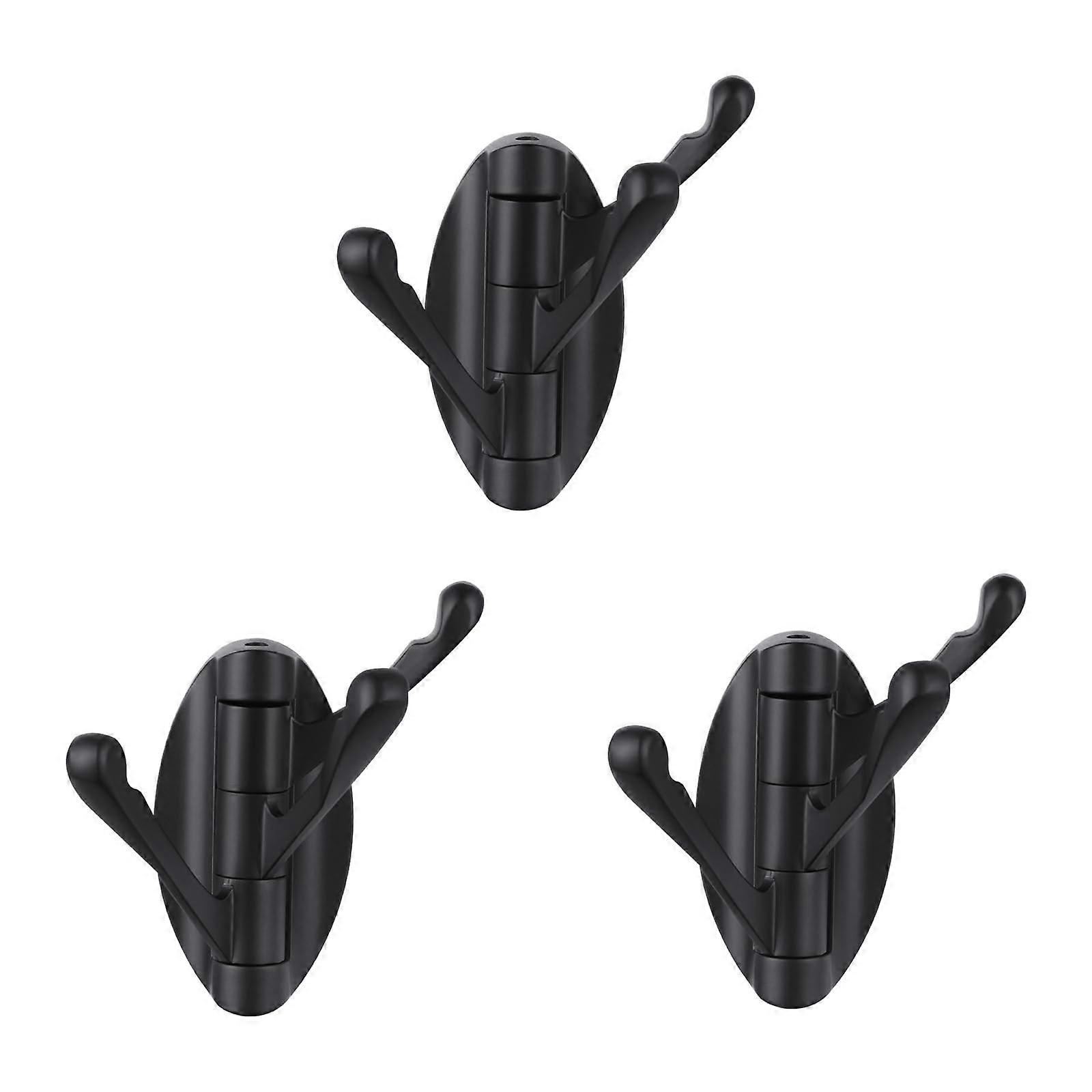 Bathroom Wall Hook Matte Black 3PCS, Foldable 3 Arm Rotating Towel Hook for Space Saving
