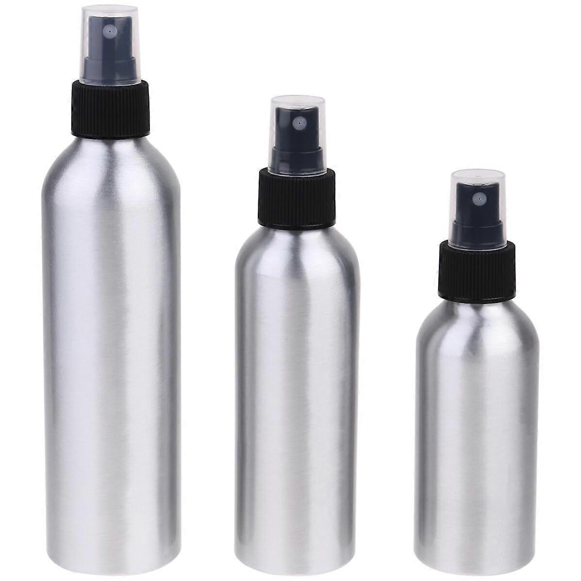 3Pcs Aluminum Refillable Travel Perfume Spray Bottles Leakproof Mini Atomizer Black