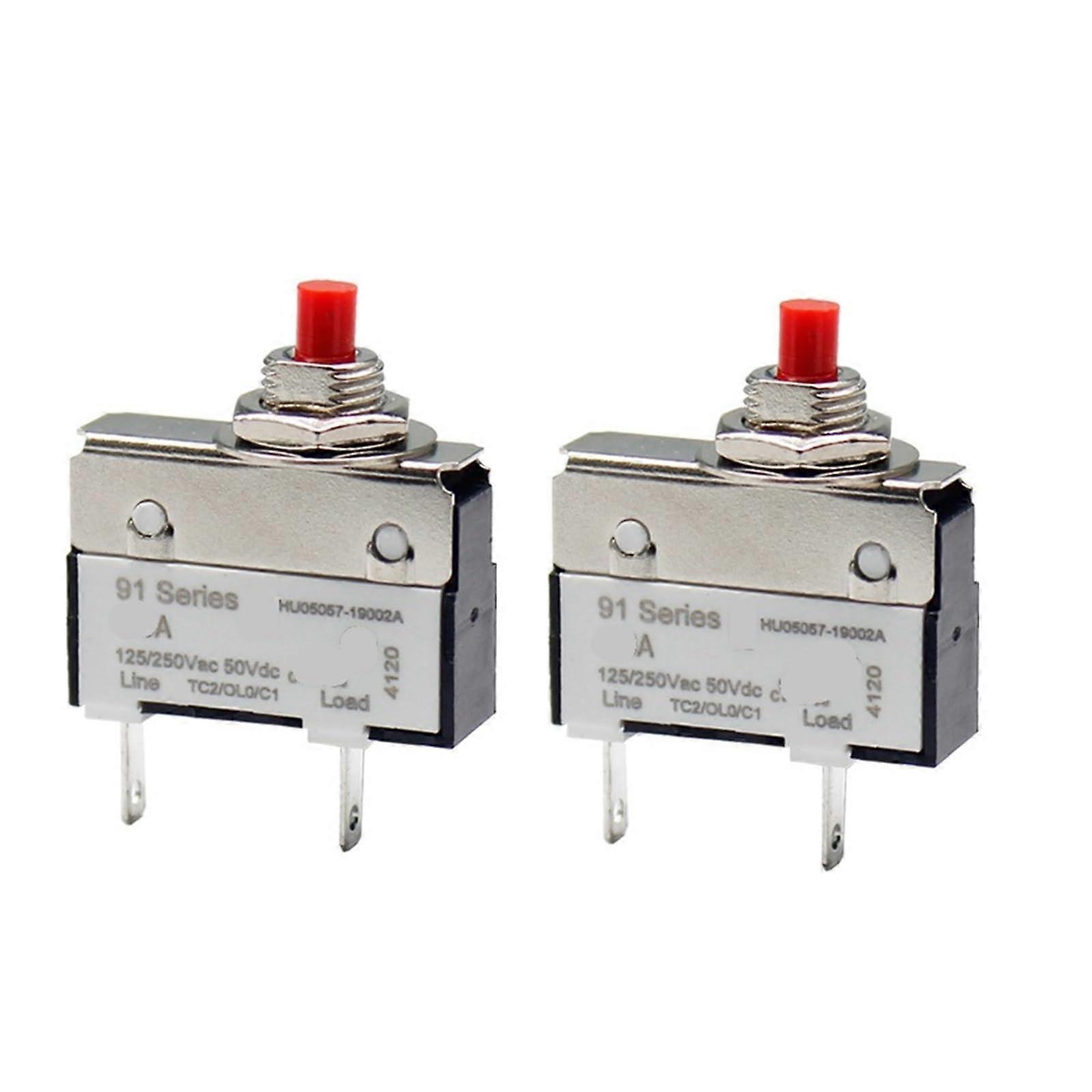 2PCS 91 Series 10A Circuit Breaker with Overload Protection and Quick Reset Switch