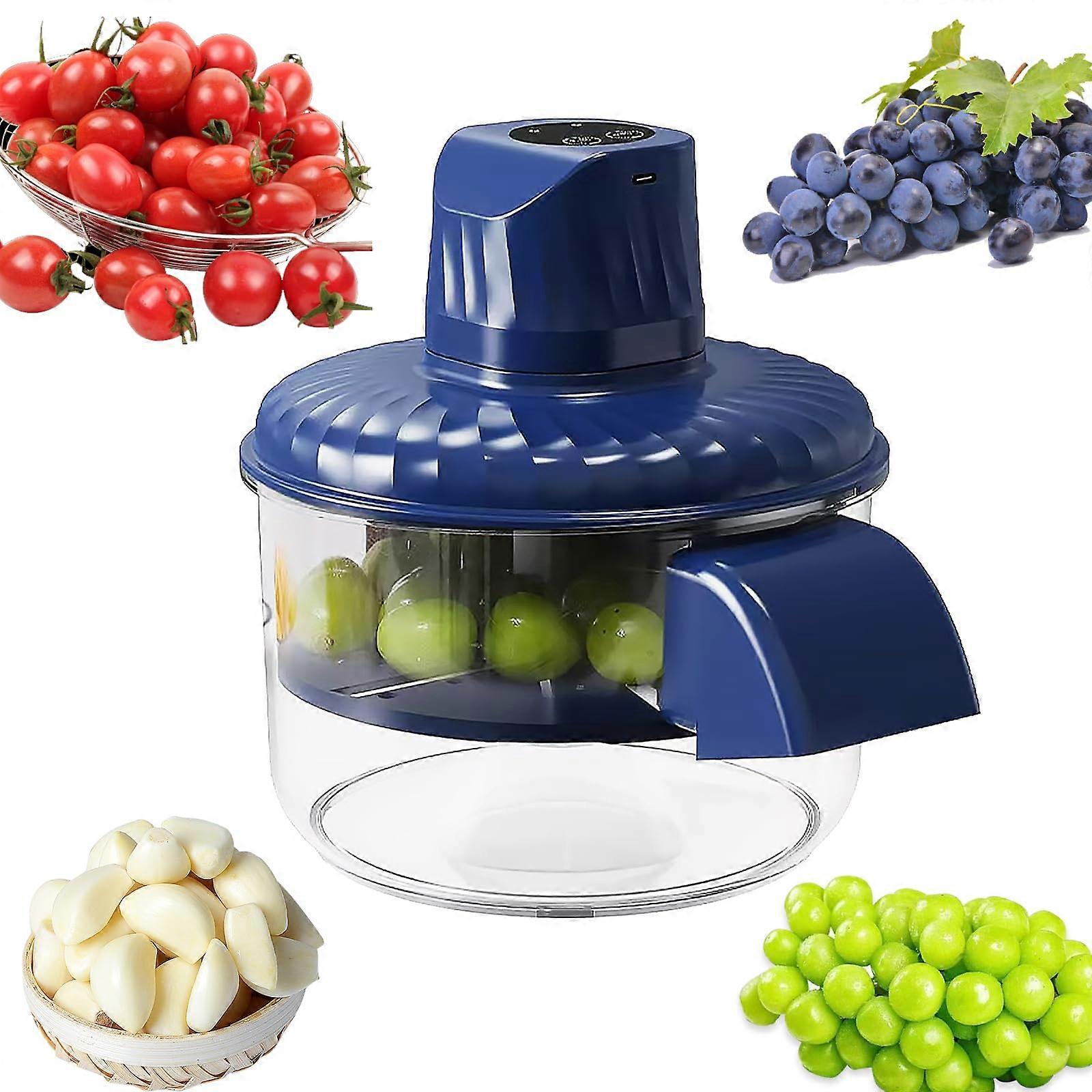 Electric Fruit Peeler with Large Capacity, Automatic MultiFunctional Vegetable Peeling for Grape, Cherry, Tomato, Potato, Blue
