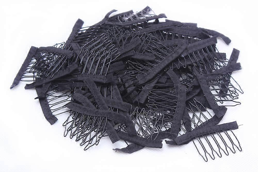 100pcs 6 Teeth Wig Clips with Steel Grip and Polyester Backing for Extensions and Wig Making