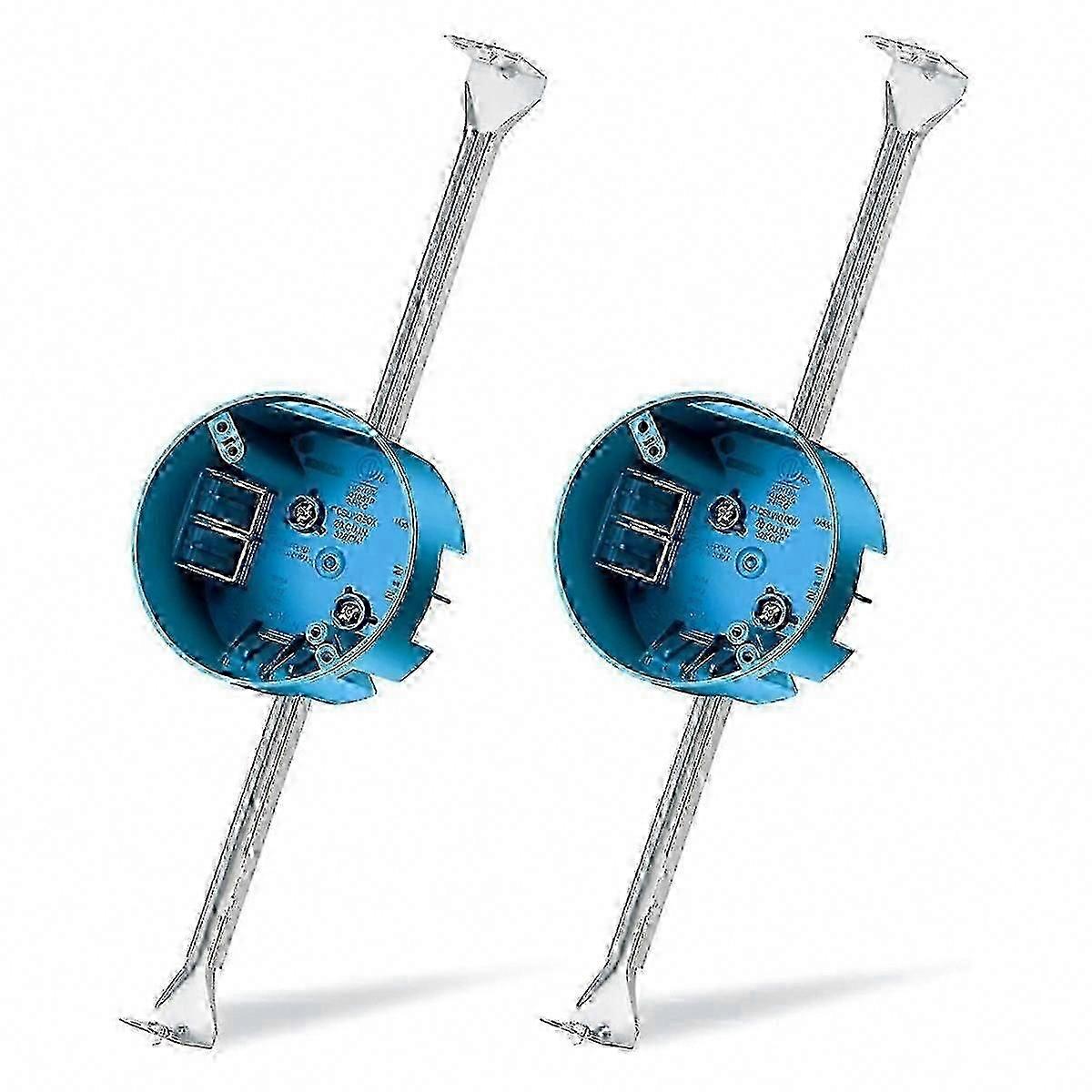 Two adjustable ceiling fan brackets, a junction box, and a 1425-225 inch support rod for secure installation.