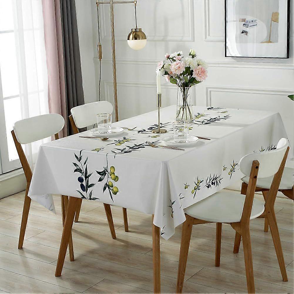 Wipeable Table Cloth White background Rectangular PVC Plastic Wipe Clean