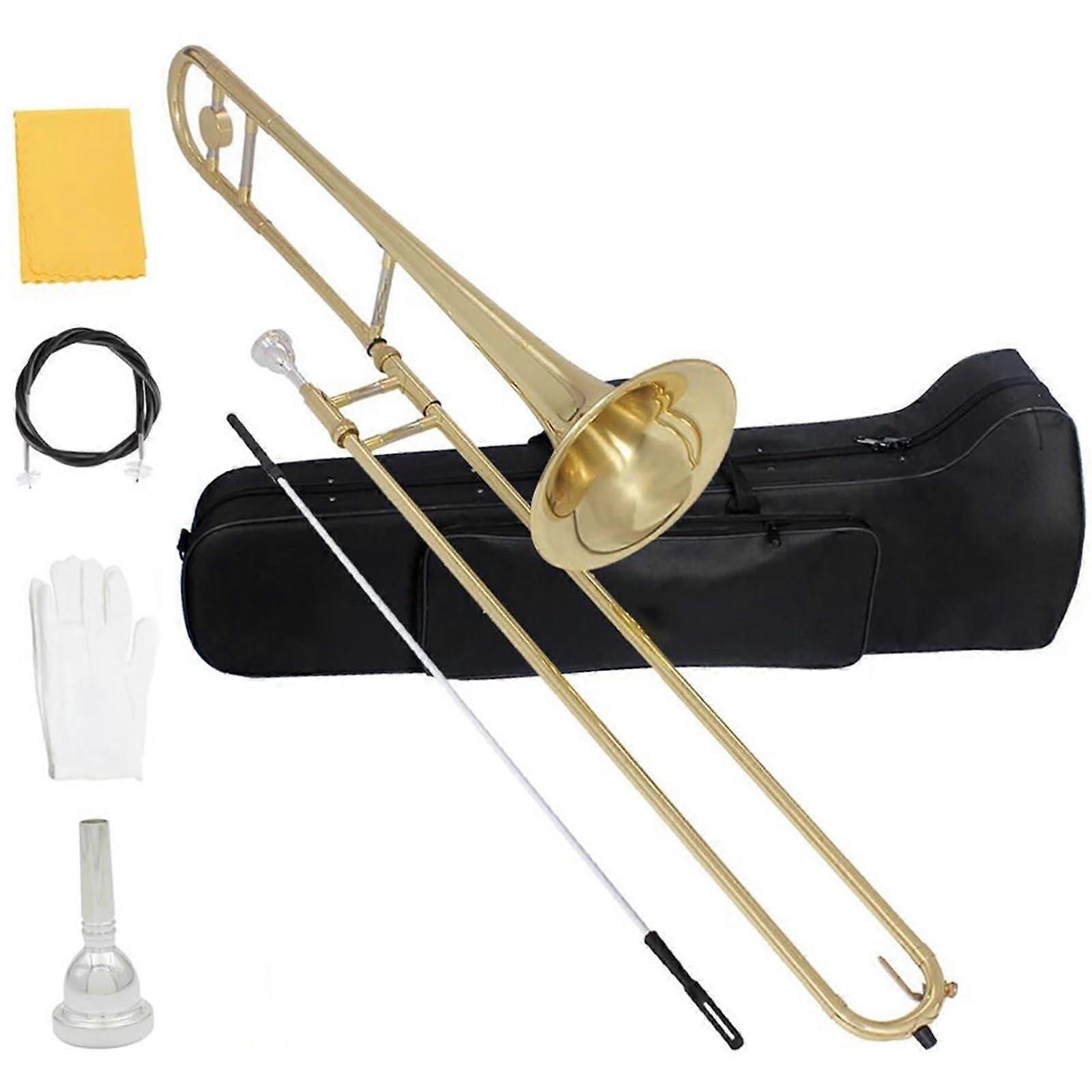 Professional Bb Tenor Trombone with Case, Clear Sound, Comfortable Grip for Marching and Practice