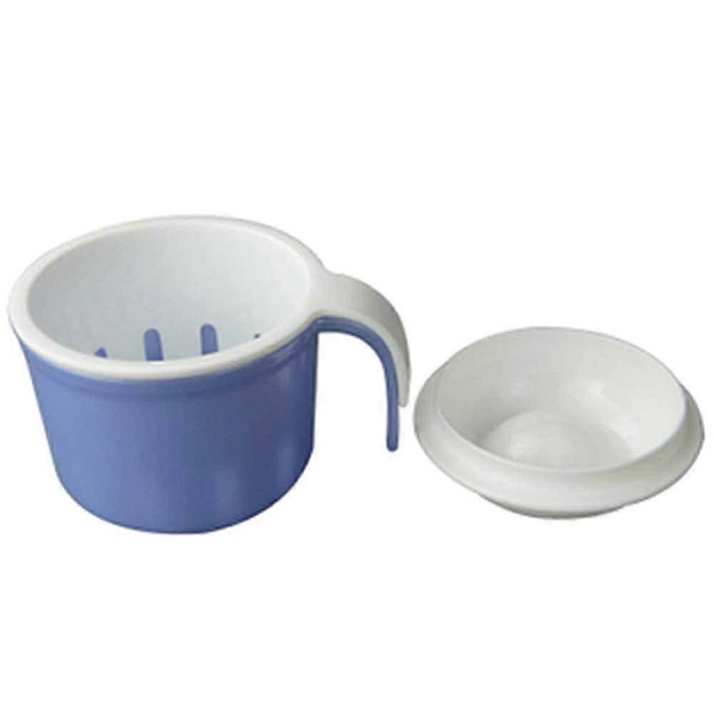 Denture Cleaning Container with Builtin Strainer Cup and Secure Lid for Travel Storage