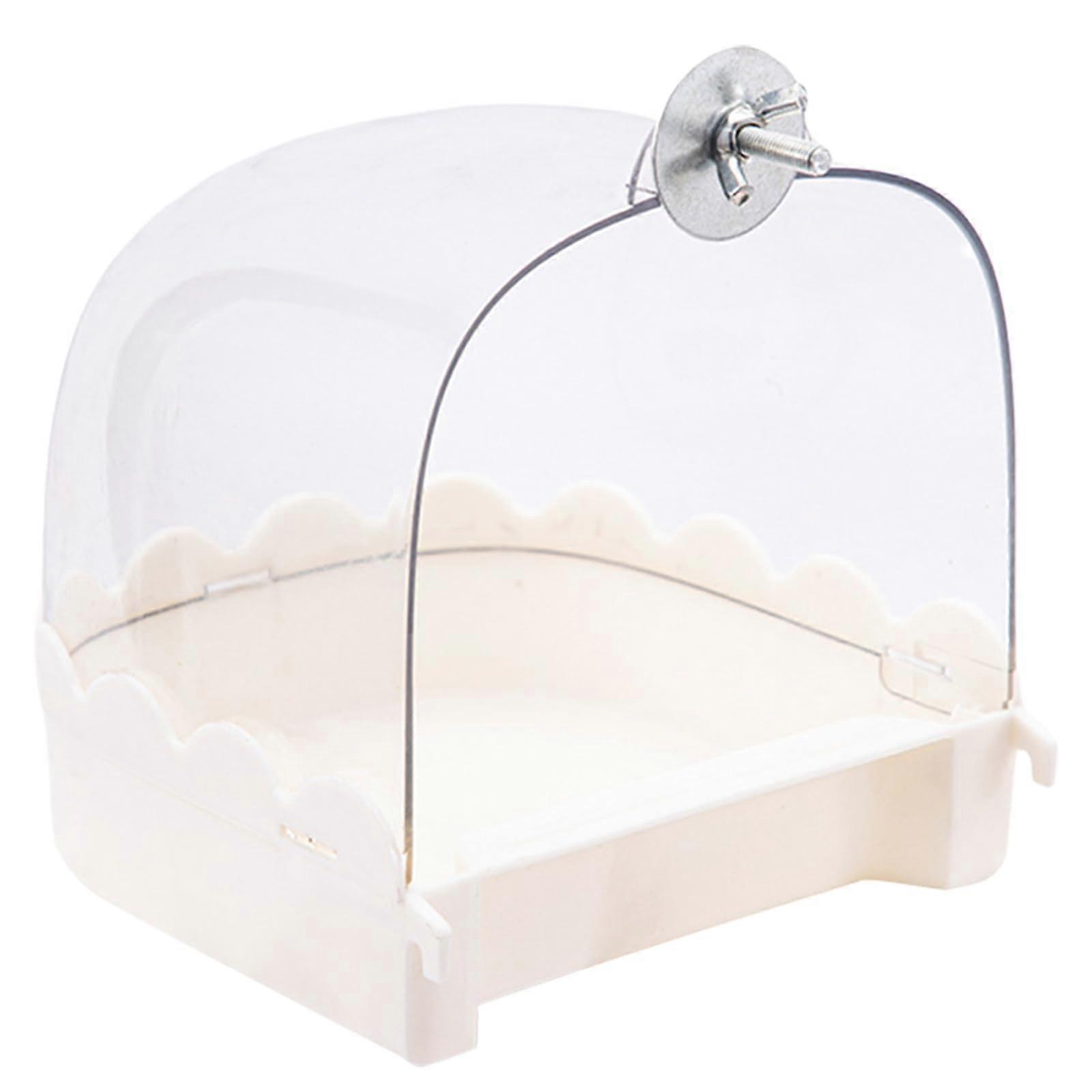 Bird Cage Bath Clear Hanging External Shower with Splash Control for Parakeets and Cockatiels