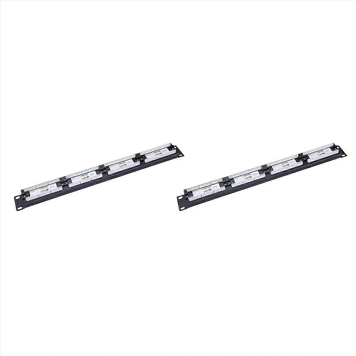 2X UTP 24 Port Rj45 Patch Panel Rack Cable Wall Mounted Bracket Connector Rack Tool Ethernet Lan Net