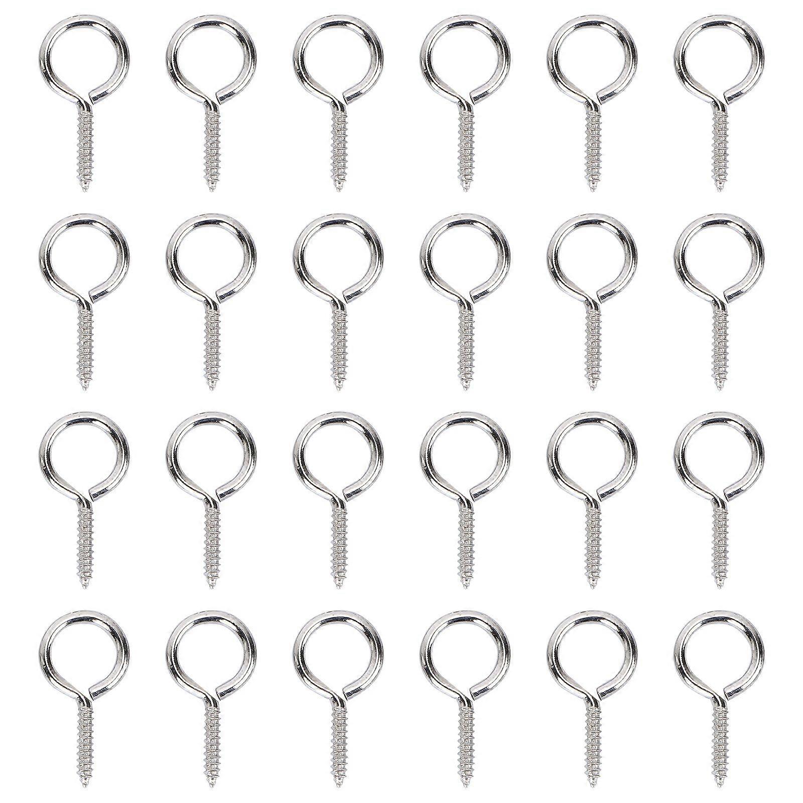 36pcs 26mm Threaded Hook Light Hook Self-tapping Hook Sheep Eye Socket Hook Rings Sheep Eye Screws (Silver)