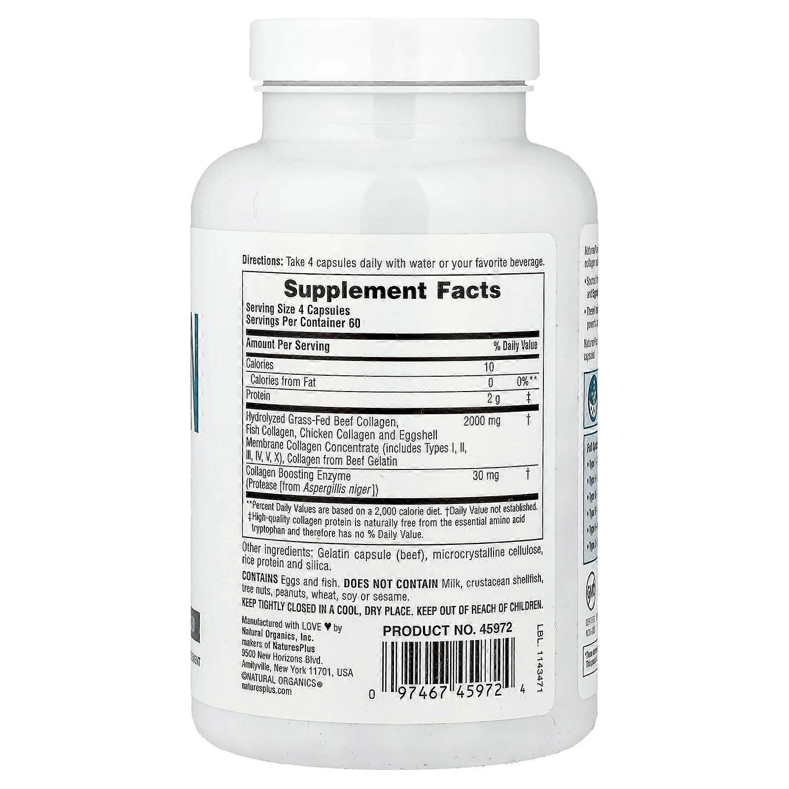NaturesPlus, Collagen Peptides, 240 Capsules
