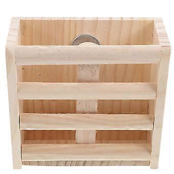 Hoekrekje voor konijnen, houten huisdierbenodigdheden, voerbak voor binnen, gemakkelijk op te bergen, stevig en duurzaam, 15x15x7,5 cm, te bevestigen in de kooi, 1 stuk