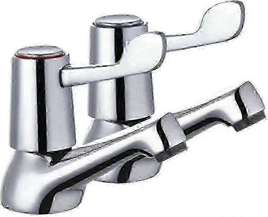 Chrome-Plated Bathroom Basin & Bathtub Tap Set with Metal Knobs