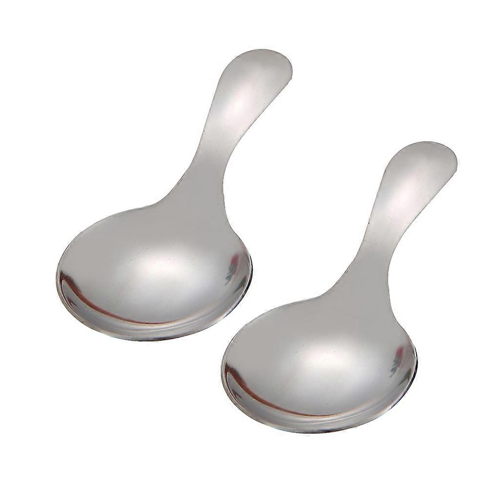 Creative Flatware Dessert Spoon for 2Pcs Food Serving Scoop Silver