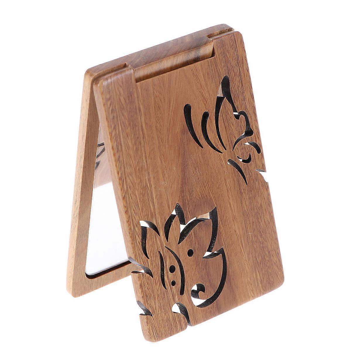 Practical Wooden Makeup Mirror Foldable Vanity Mirror for Makeup