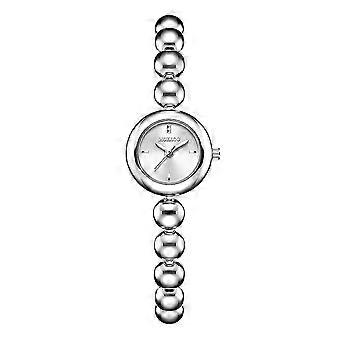 MOKAGO Women's Elegant Silver Beaded Bracelet Watch - Minimalist Fashion Timepiece with Sparkling Bead Chain