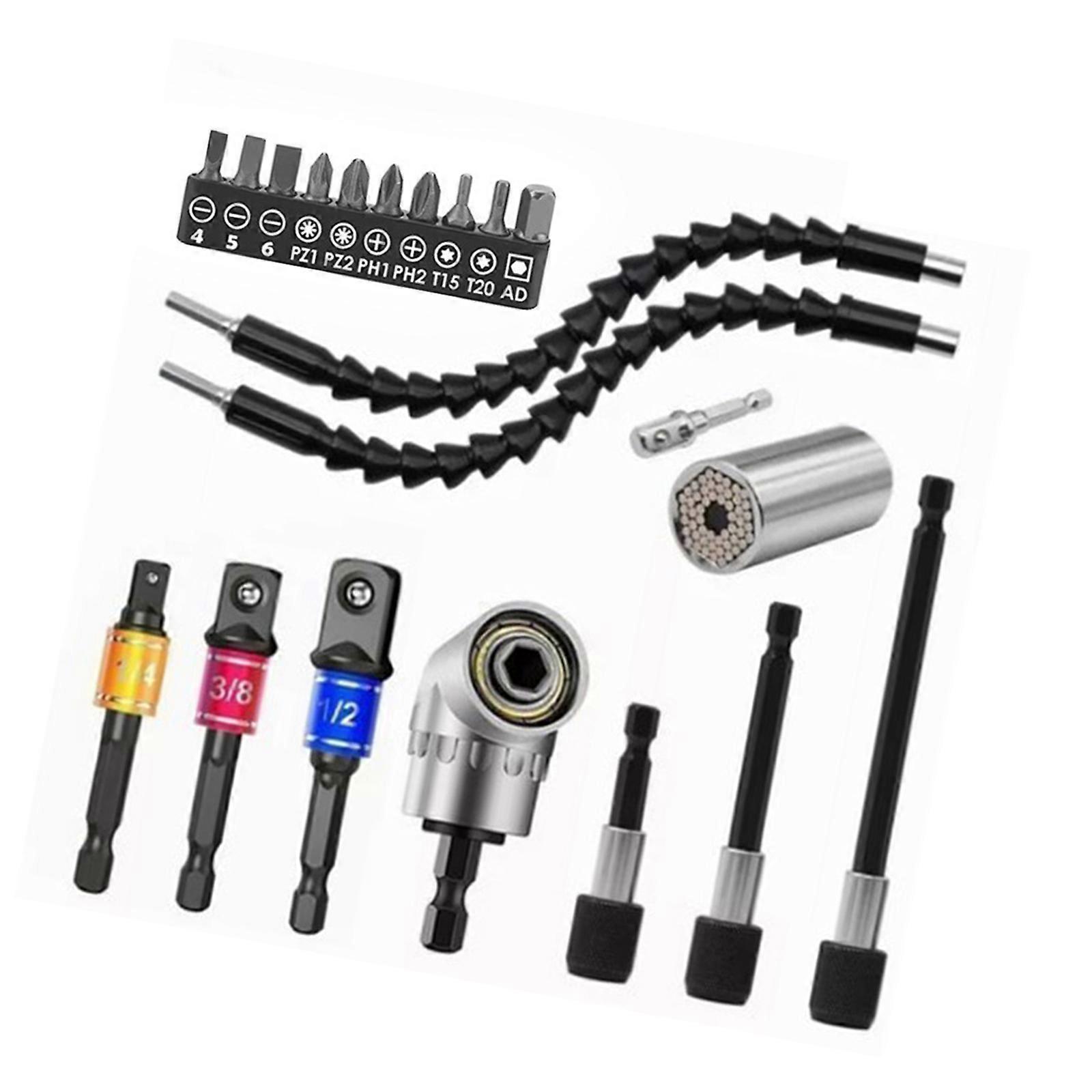 105 Degree Angle Screw Driver Socket Holders Adapter Adjustable Bit Nozzles for Screwdriver Bit Right Angled Multicolor