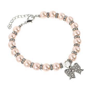 Pearl Pet Necklace Alloy Bowknot Fashionable Dog Necklace