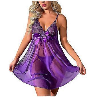 Women: n Sexy Underwear Pitsi Ohut Seksikäs Pyjama Kaksiosainen Yöpaita