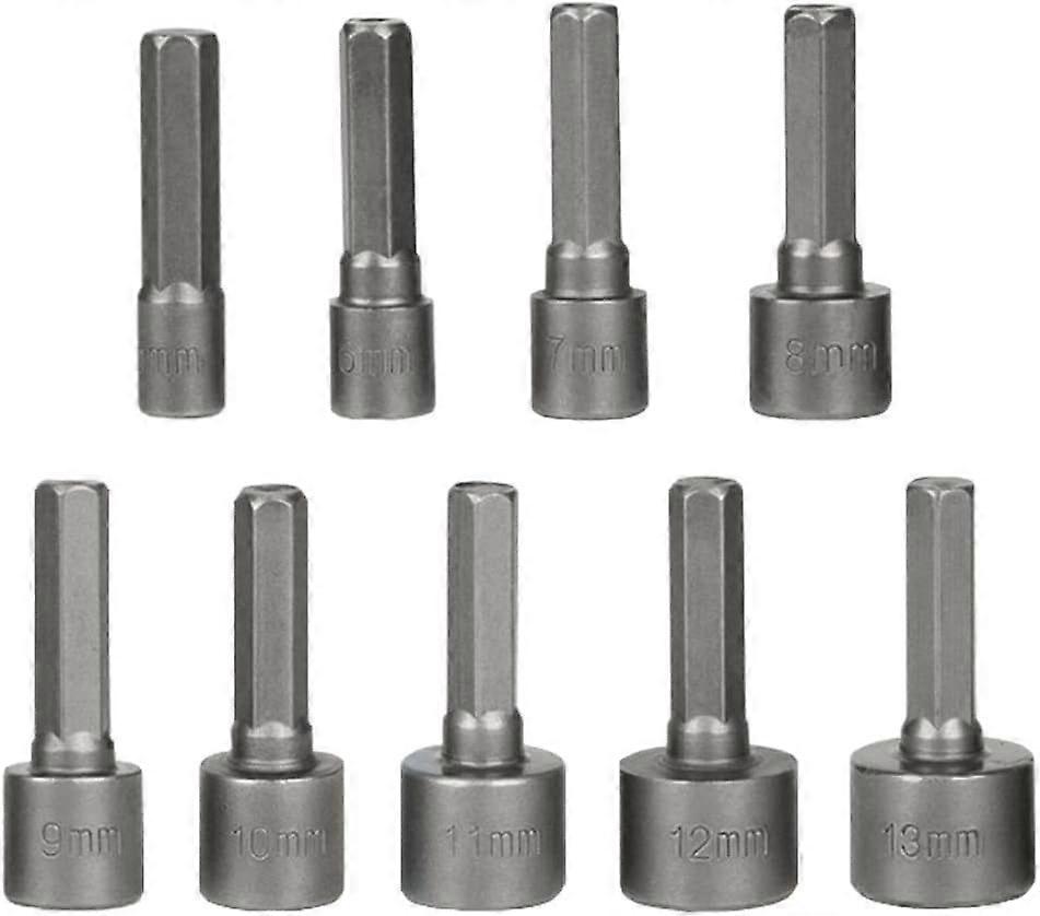 9 Piece Socket Wrench Set, Hexagon Socket Kit 5-13mm, High Carbon Steel, Socket Adapter for Ratchet Driver, Home and Auto Repair