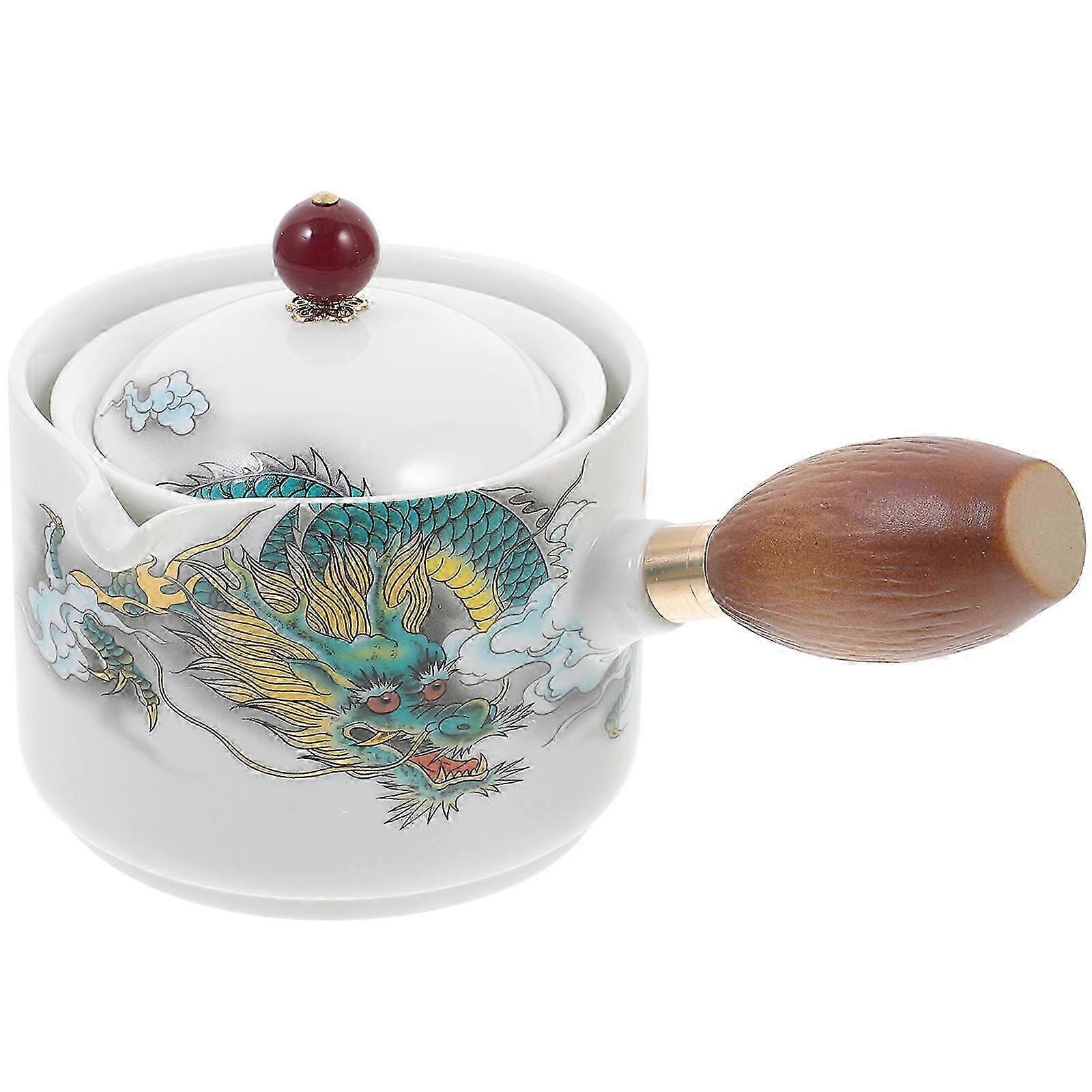 Ceramic Teapot with Side Handle, 360 Degree Rotation for Tea Brewing