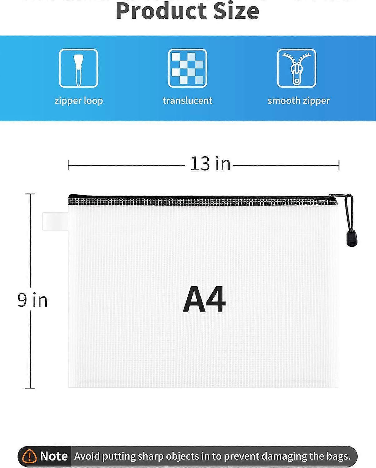 30 Pack Zipper Mesh Document Pouch Waterproof File Bags