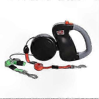 Retractable Dual Leash for Two Dogs, Black Double Dog Leash with Comfort Grip Handle 26-27