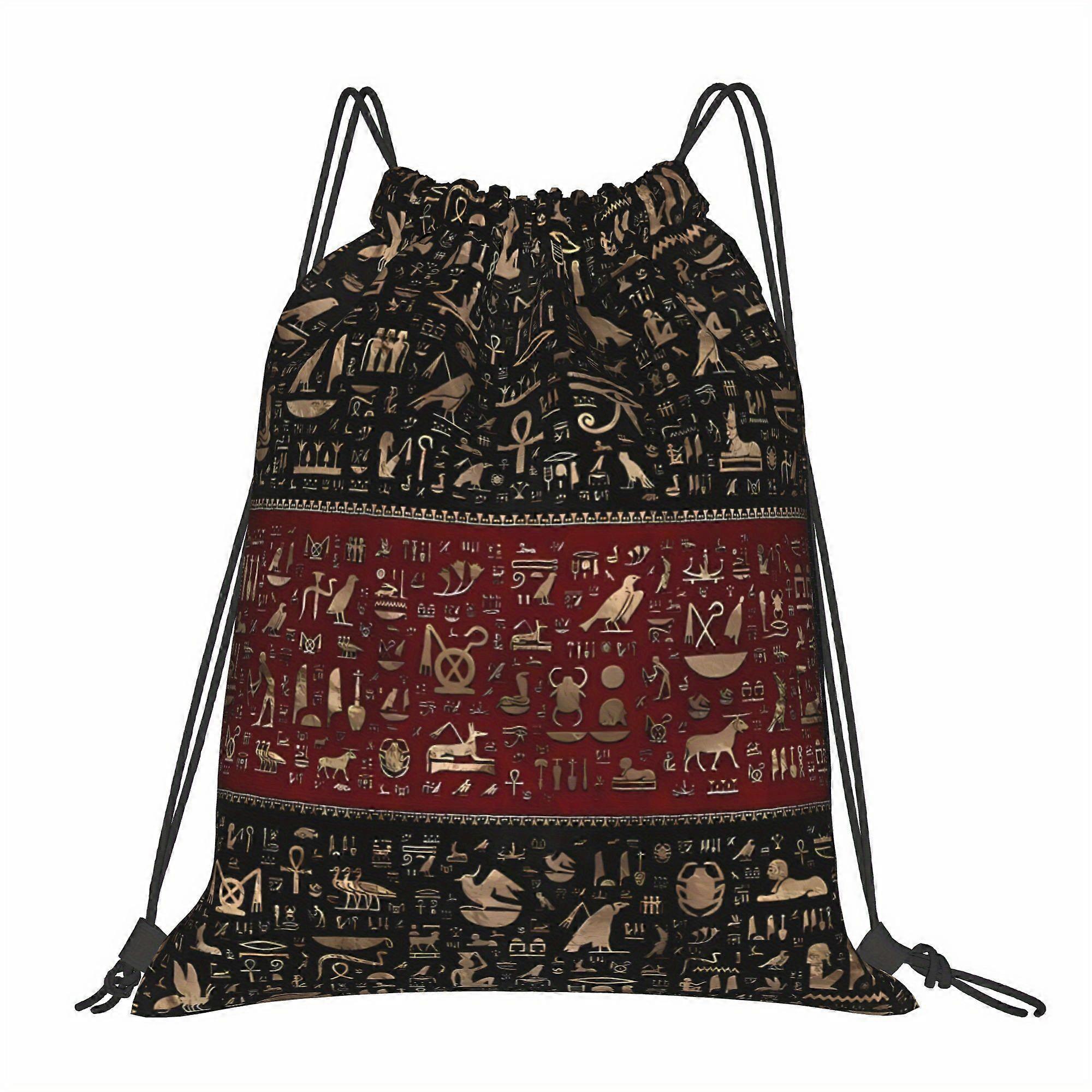 2D Ancient Egyptian Hieroglyphics Drawstring Bags Backpack-Eazqw