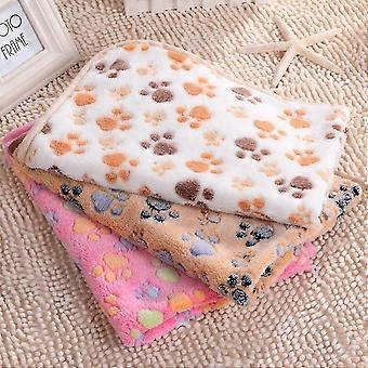 Puppy Blanket Pet Cushion - Small Dog Cat Bed Warm Fleece Mat 60x40CM (Brown)