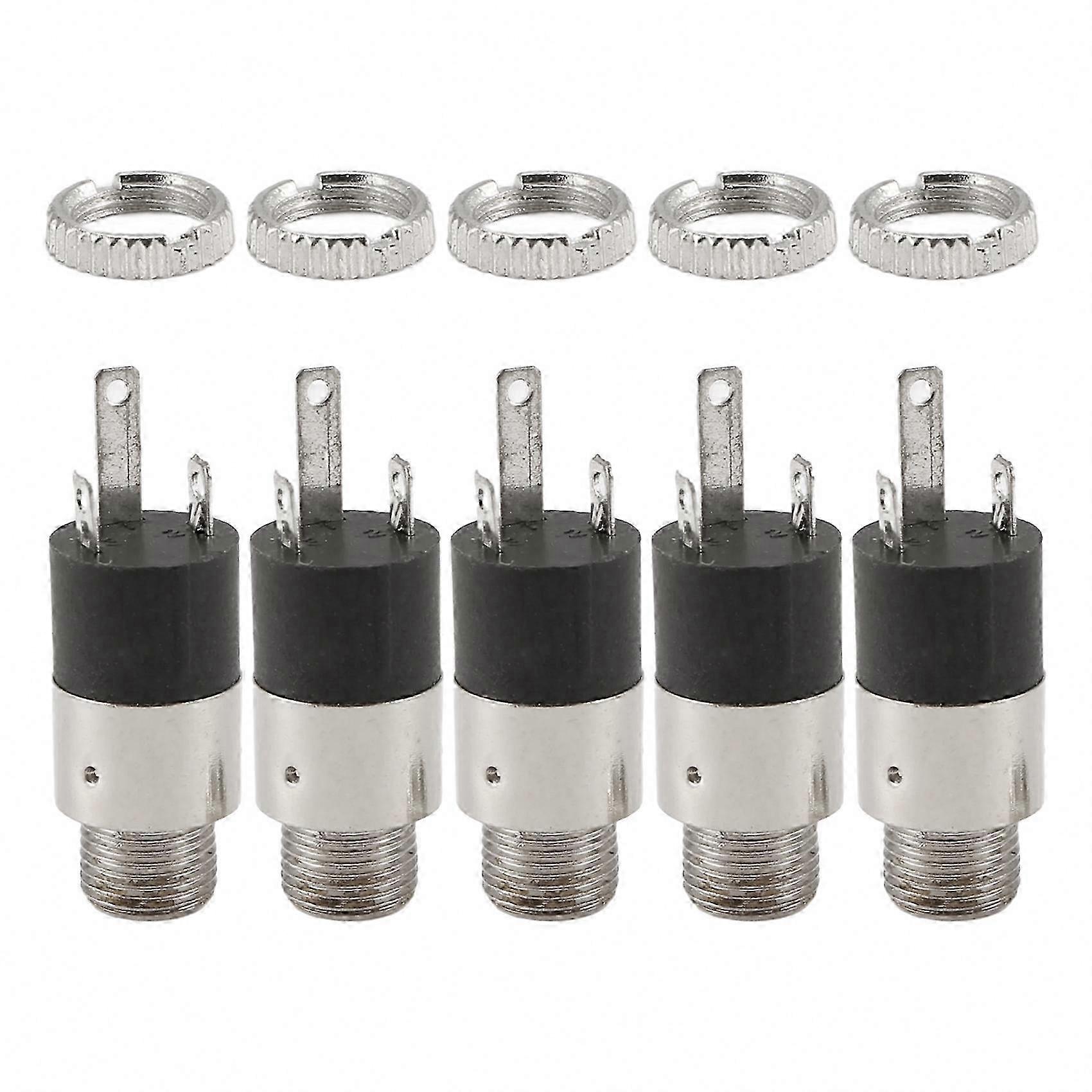 5-Pack 3.5mm Stereo Jack Panel Mount Connector