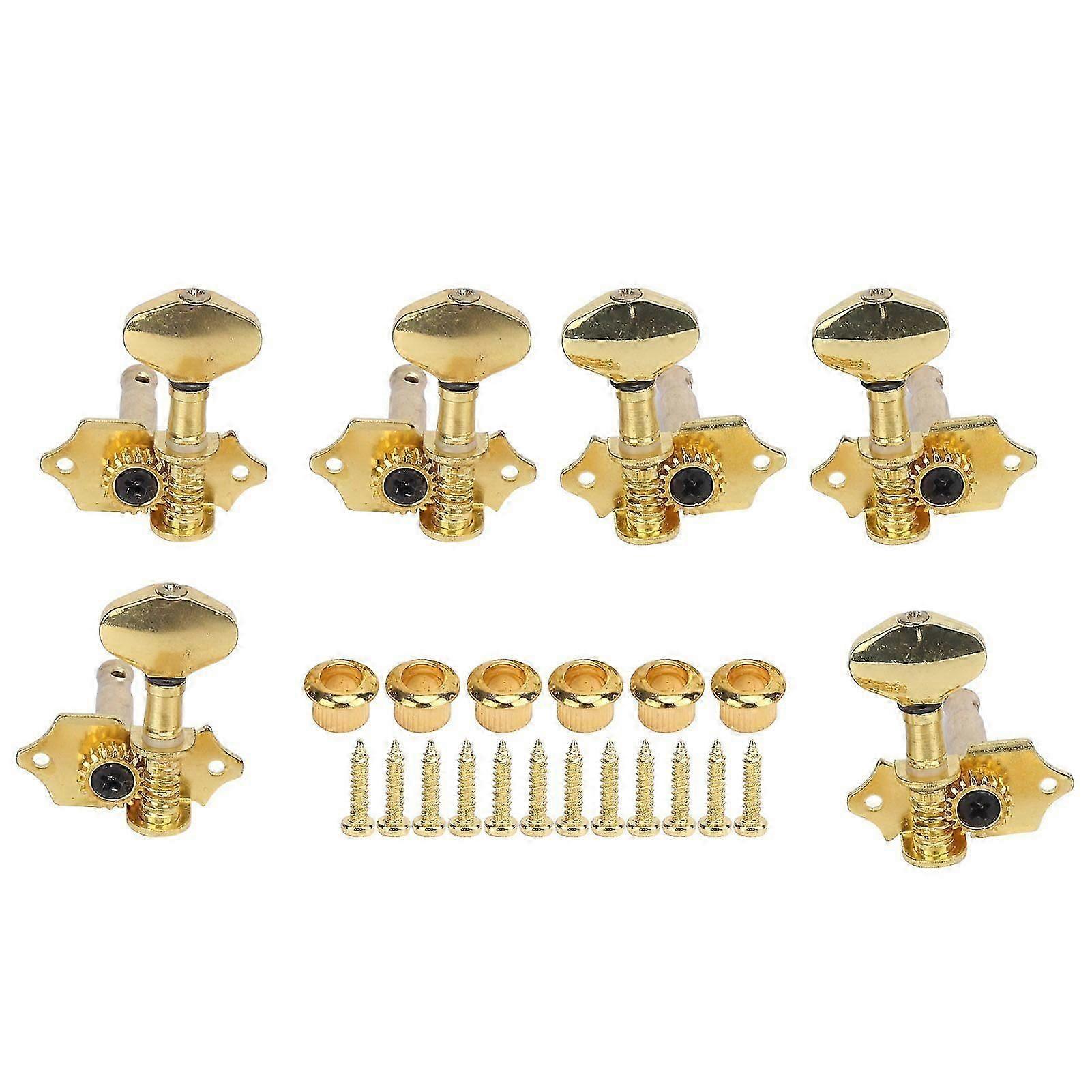 Metal Guitar Tuning Pegs with Gear Adjustment Knobs, Replacement Accessory Parts for Stringed Instruments