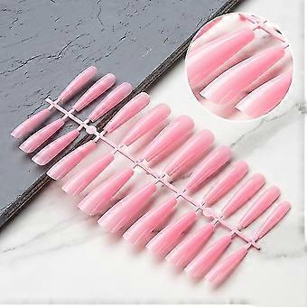 24Pcs Detachable Jelly Gradient With Design False Nails Wearable Ballerina Coffin Fake Nails Full Cover Nail Tips Press -LM