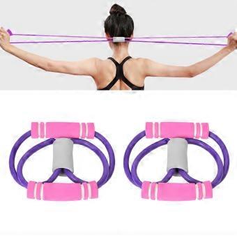 2Pcs 8-Shaped Pull Rope Chest Expander Elasticity Belt Stretching Strap Yoga Fitness Equipmentpurple