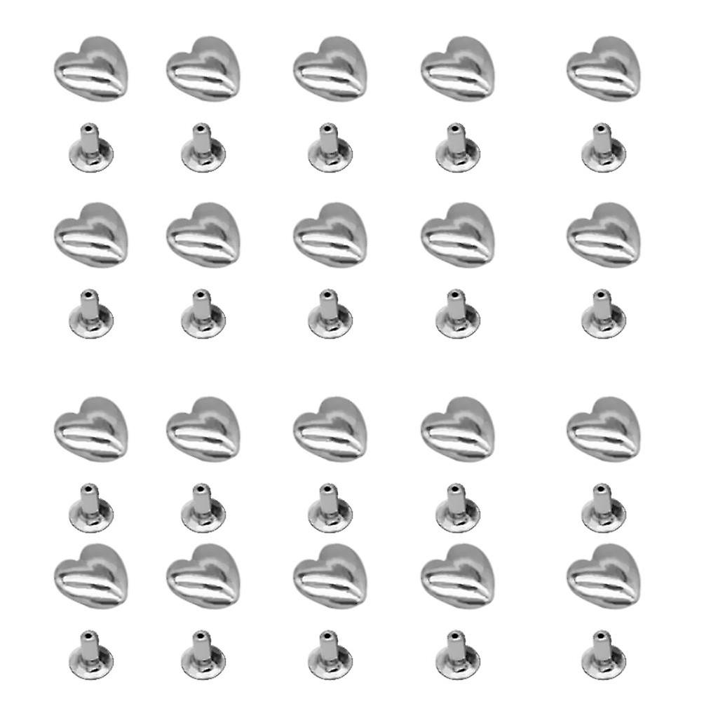 20 Pieces Alloy Silver DIY Heart Patterns Rivets for Sewing Accessories
