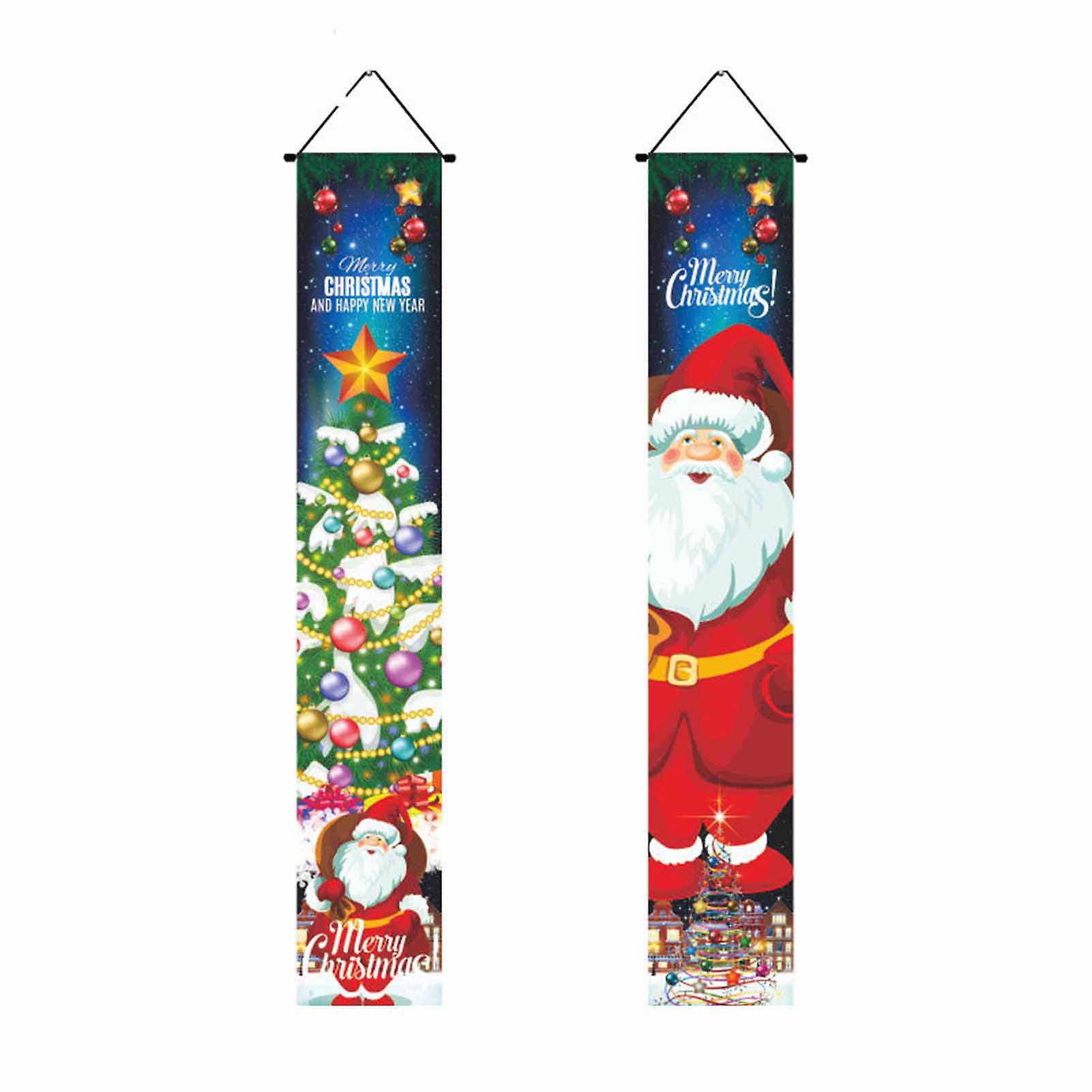 Enseigne de Noël Porte Côté Couplet Durable Polyester Bannières en tissu