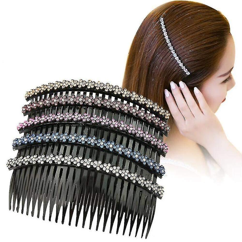5pcsヘアコームクリップクランプレディガールズヘアコームラインストーンヘアサイドコーム