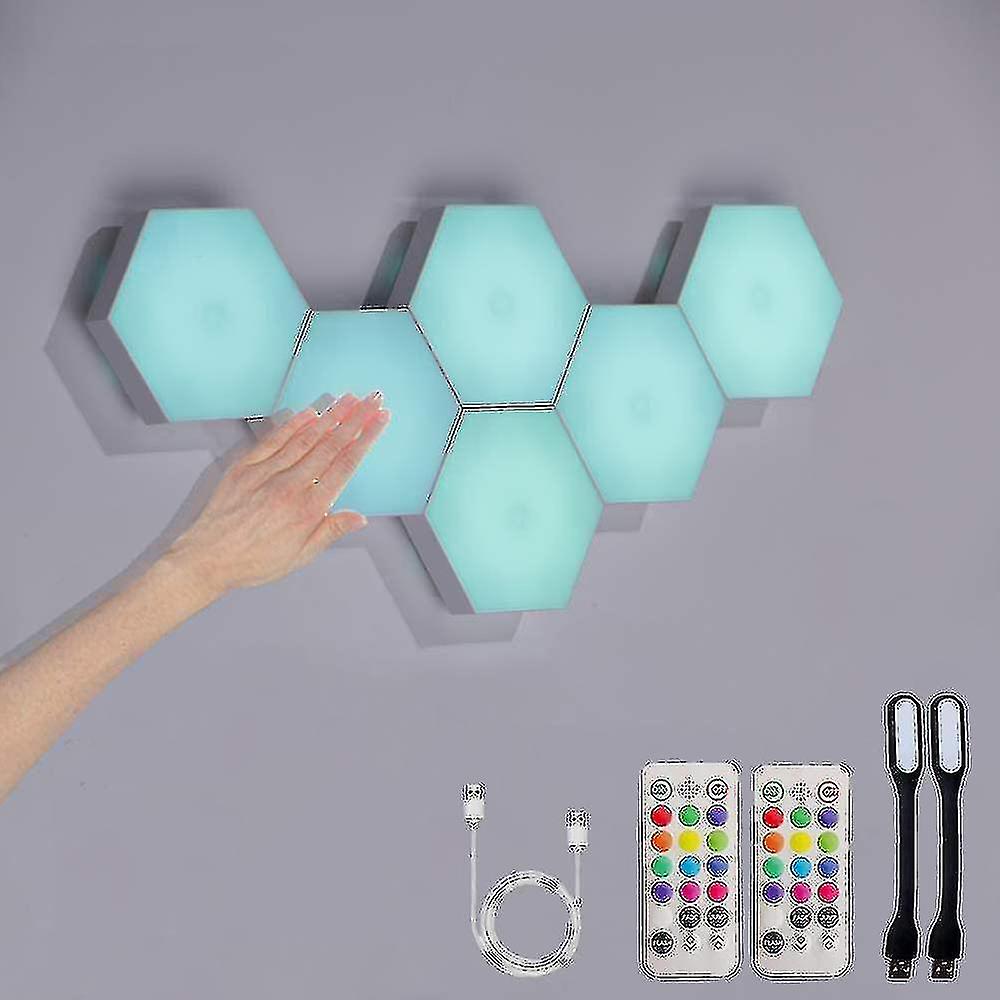 Hexagon Lights With Remote,smart Diy Hexagon Wall Lights, Dual Control Hexagonal Led Light Wall Panels Wi